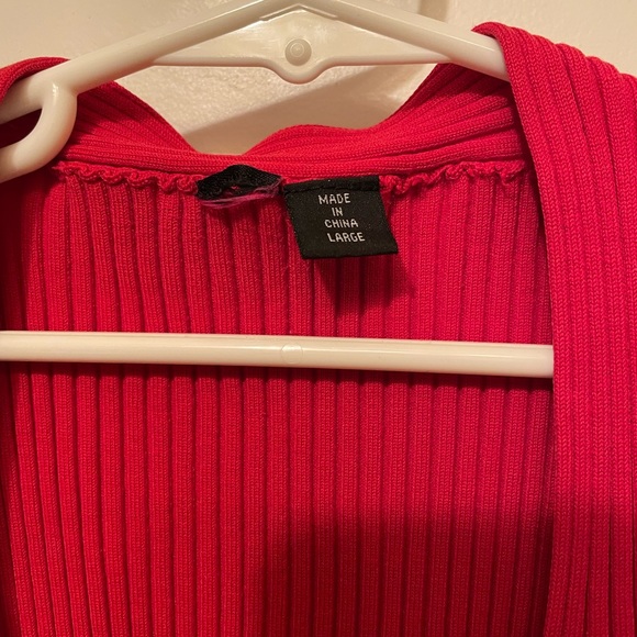 Red Ribbed Mid-drift Tank - Picture 4 of 5